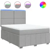 vidaXL Lit boxspring avec matelas gris clair 140x190 cm Tissu