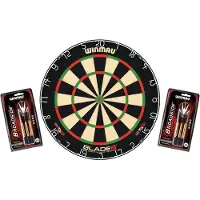 Winmau Tableau de fléchettes Original Blade 6 + 2 jeux de fléchettes en laiton Broadside | Jeu de fléchettes Cible fléchettes