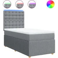 vidaXL Lit boxspring avec matelas gris clair 80x200 cm Tissu