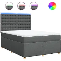 vidaXL Lit boxspring avec matelas gris foncé 140x190 cm Tissu