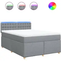vidaXL Lit boxspring avec matelas gris clair 140x200 cm Tissu