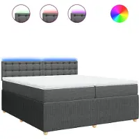 vidaXL Lit boxspring avec matelas gris foncé 200x200 cm Tissu