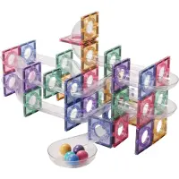 Cleverclixx Jeu magnétique Circuit pastel avec billes - 110 pièces,