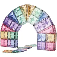 Cleverclixx Grand jeu de construction créatif aux couleurs pastel 125 pièces, grand ensemble, jouet magnétique durable, jouet éducatif, ensembles extensibles, à partir de +3 ans