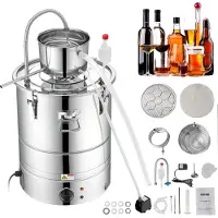 Vevor Distillateur Alambic Intégré 30 L Chaudière à Spiritueux en Inox Alimentaire Distillateur d'Alcool et d’Eau avec Pompe Baril de Condensation Kit de Brassage Vin Whisky Huile Essentielle Maison