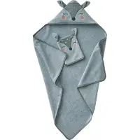 Vertbaudet Cape De Bain + Gant De Toilette Biche Vert
