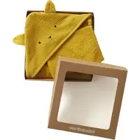 Vertbaudet Cape De Bain Gaze De Coton + Gant De Toilette Bio* Ocre