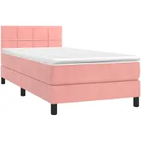 vidaXL Lit boxspring avec matelas & LED rose 90x190 cm velours