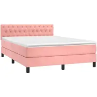 vidaXL Sommier tapissier avec matelas et LED Rose 140x190 cm Velours