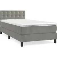 vidaXL Lit boxspring avec matelas gris clair 90x190 cm velours