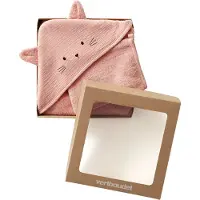 Vertbaudet Cape De Bain Gaze De Coton + Gant De Toilette Bio* Rose