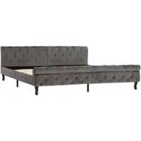vidaXL Sommier gris velours 200x200 cm