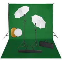 vidaXL Kit de studio photo avec lampes toile de fond et réflecteur