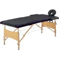 vidaXL Table de massage pliable 2 zones Bois Noir