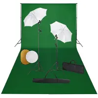vidaXL Kit de studio photo avec lampes toile de fond et réflecteur
