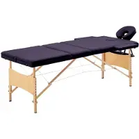 vidaXL Table de massage pliable 3 zones Bois Violet