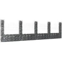 vidaXL Gabion en forme de U avec 5 poteaux 500x20x150 cm en fer