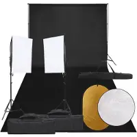 vidaXL Kit studio photo avec éclairage, fond et réflecteur