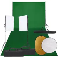 vidaXL Kit de studio photo avec éclairage toile de fond et réflecteur