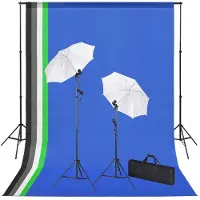 vidaXL Kit studio photo avec fonds, luminaires et parapluies