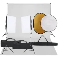 vidaXL Kit de studio photo avec éclairage toile de fond et réflecteur