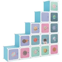 vidaXL Armoire de rangement pour enfants avec 15 cubes Bleu PP