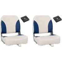 vidaXL Siège de bateau pliable, set de 2 avec rembourrage en bleu-blanc