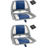 vidaXL Ensemble de 4 sièges de bateau pliables avec rembourrage en bleu-blanc