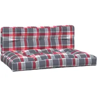 vidaXL Coussin palette 2 pcs. Tissu à carreaux rouges