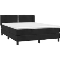 vidaXL Lit boxspring avec matelas noir 140x200 cm velours