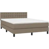 vidaXL Lit boxspring avec matelas & LED Taupe 140x190 cm Tissu