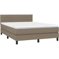 vidaXL Lit boxspring avec matelas Taupe 140x190 cm Tissu