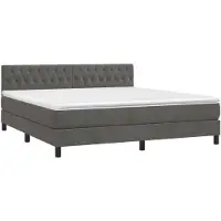 vidaXL Lit boxspring avec matelas & LED gris foncé 180x200 cm velours