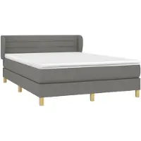 vidaXL Lit boxspring avec matelas gris foncé 140x190 cm Tissu