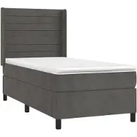 vidaXL Lit boxspring avec matelas & LED gris foncé 90x190 cm velours