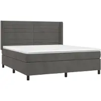 vidaXL Lit boxspring avec matelas & LED gris foncé 180x200 cm velours