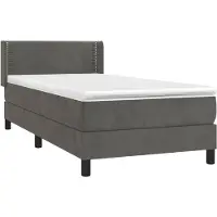 vidaXL Lit boxspring avec matelas gris foncé 90x190 cm velours