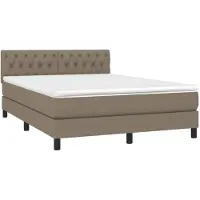 vidaXL Lit boxspring avec matelas & LED Taupe 140x190 cm Tissu