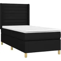 vidaXL Lit Boxspring avec matelas & LED Noir 90x200 cm Tissu