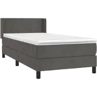 vidaXL Lit boxspring avec matelas gris foncé 80x200 cm velours