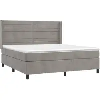 vidaXL Lit boxspring avec matelas & LED gris clair 180x200 cm velours