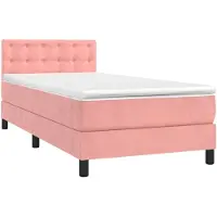 vidaXL Lit boxspring avec matelas & LED rose 90x190 cm velours
