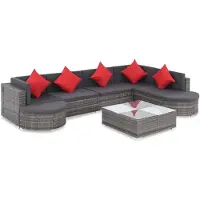 vidaXL Ensemble de canapés de jardin 27 pièces Poly rotin gris