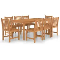 vidaXL Set de jardin à manger 9 pièces 180 x 90 cm teck massif