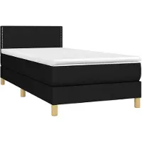 vidaXL Lit boxspring avec matelas noir 90x190 cm Tissu