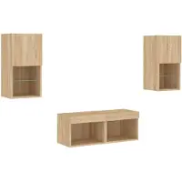 vidaXL Meuble TV 4 pièces avec lampes LED Chêne Sonoma