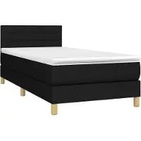 vidaXL Lit boxspring avec matelas noir 90x190 cm Tissu