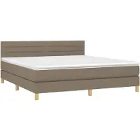 vidaXL Lit boxspring avec matelas Taupe 180x200 cm Tissu