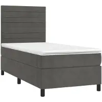 vidaXL Lit boxspring avec matelas & LED gris foncé 90x190 cm velours