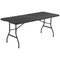 Big Buy Cooking Table de réception pliante 8 personnes 180x74 x 73,5 cm - structure acier et plateau polyéthylène - aspect résine tissée - noir